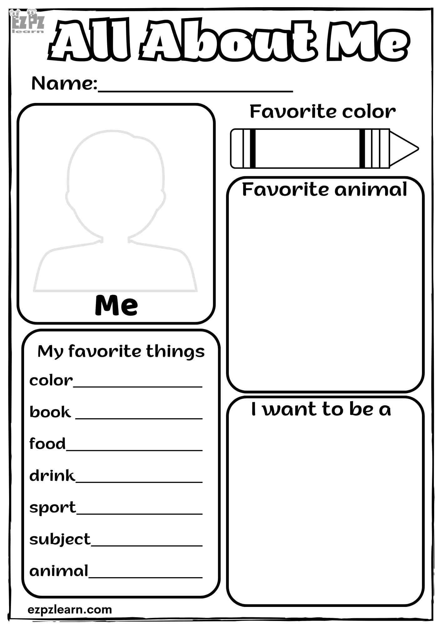 All About Me Kindergarten And Preschool Drawing Activity Download The Free Printable PDF File Ezpzlearn