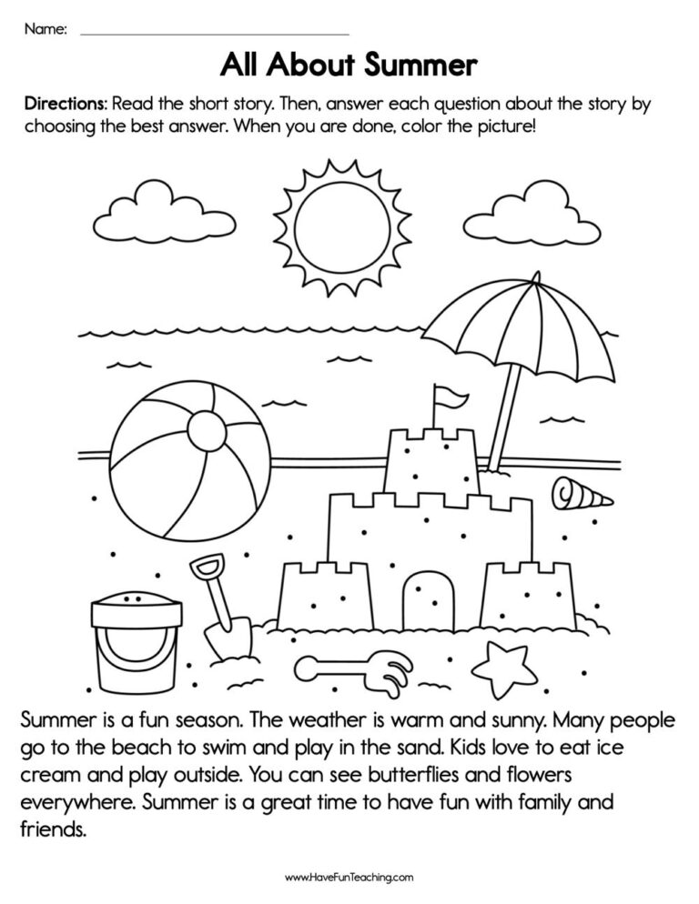 All About Summer Reading Comprehension Worksheet Have Fun Teaching