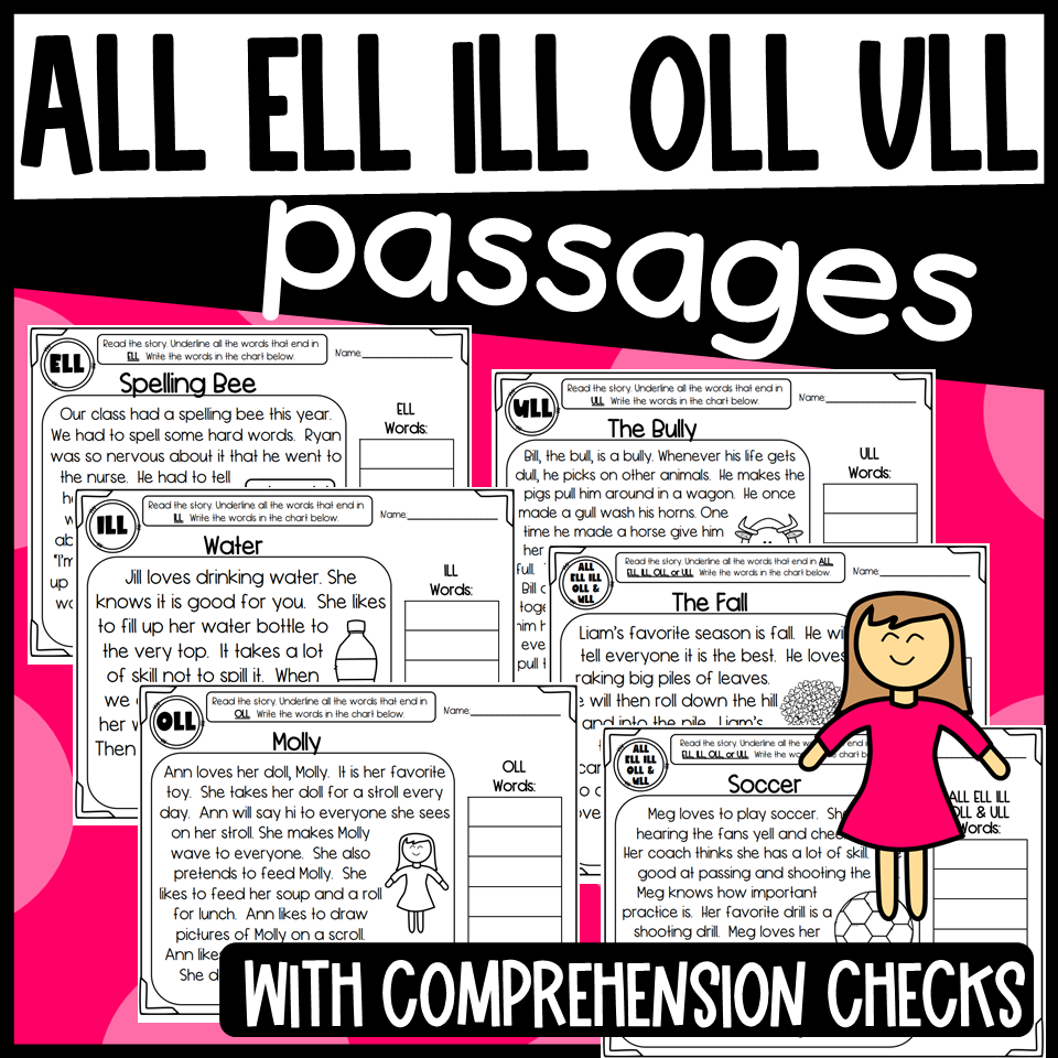 ALL ELL ILL OLL And ULL Word Family Phonics Reading Passages Made By Teachers