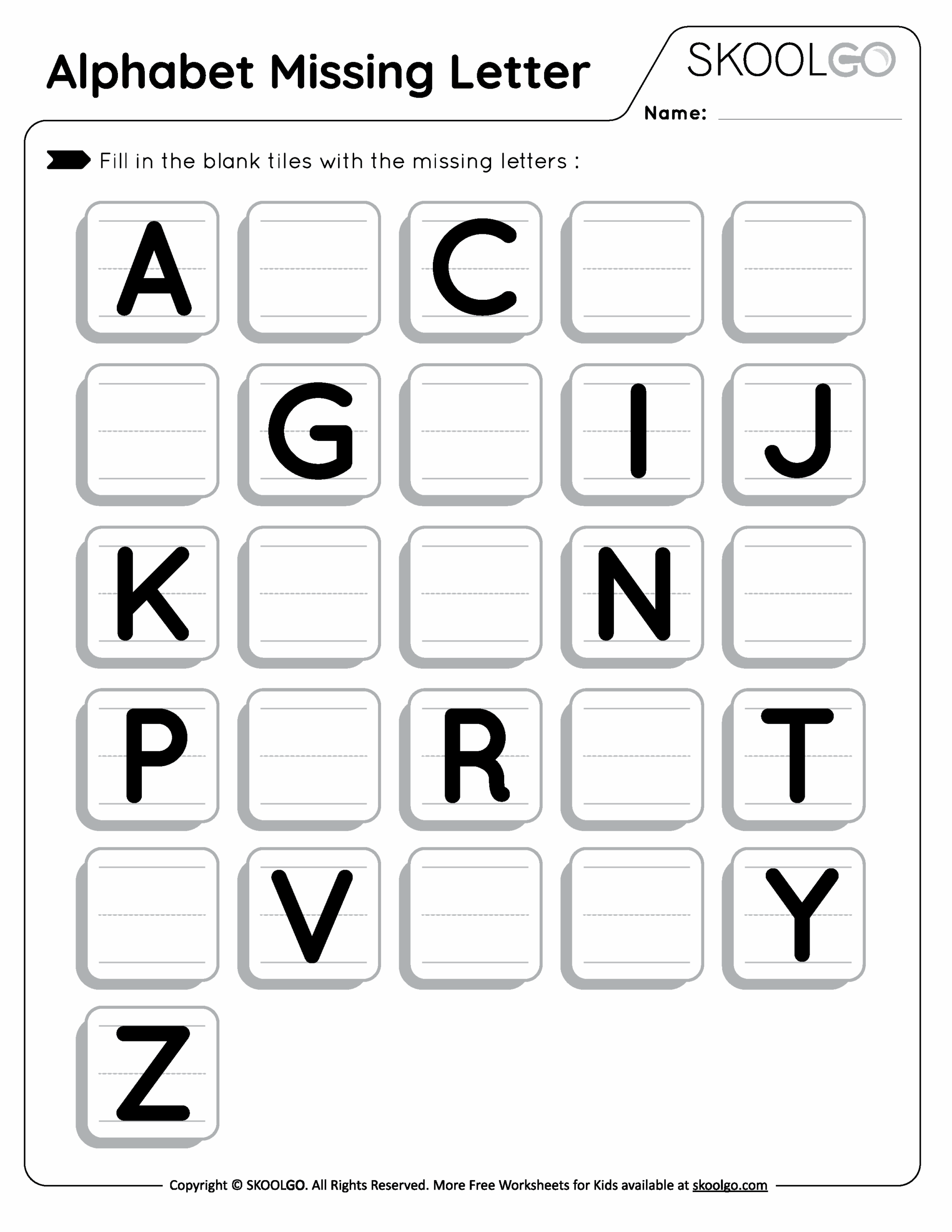 Alphabet Missing Letter Free Worksheet For Kids SKOOLGO