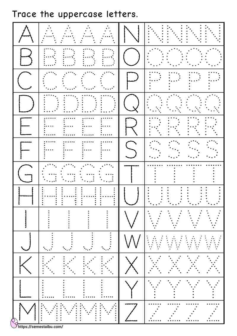 Alphabet Tracing Uppercase Letters A Z Letter Tracing Worksheets