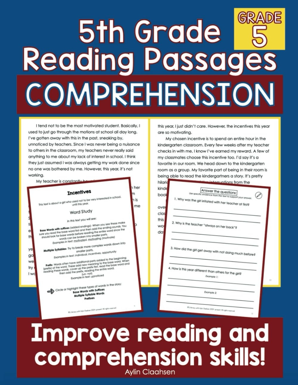 Amazon 5th Grade Reading Passages With Comprehension Questions Workbook Fifth Grade Reading Passages With Comprehension Questions Fiction Reading Comprehension Passages For Grade 5 Ages 10 11 9798322715597 Claahsen Aylin Books