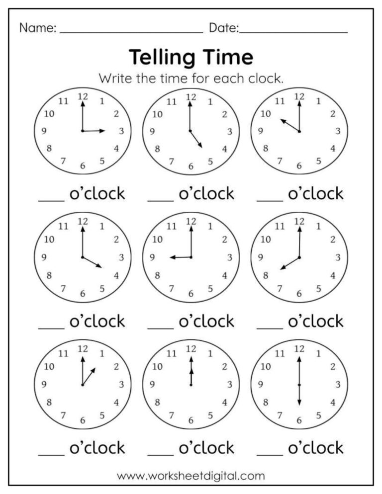 Analog Clock Worksheet Telling Time By The Hour Free Printable Worksheets Library