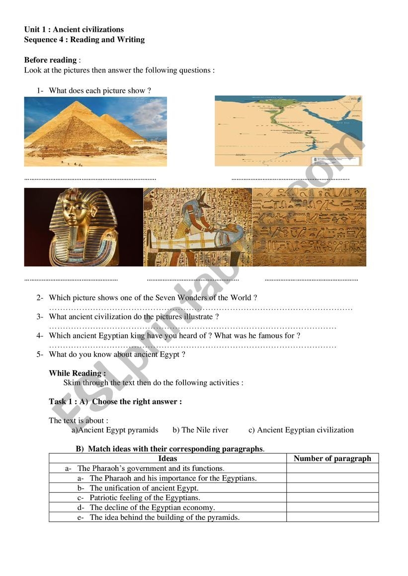 Ancient Civilizations ESL Worksheet By Innessoul
