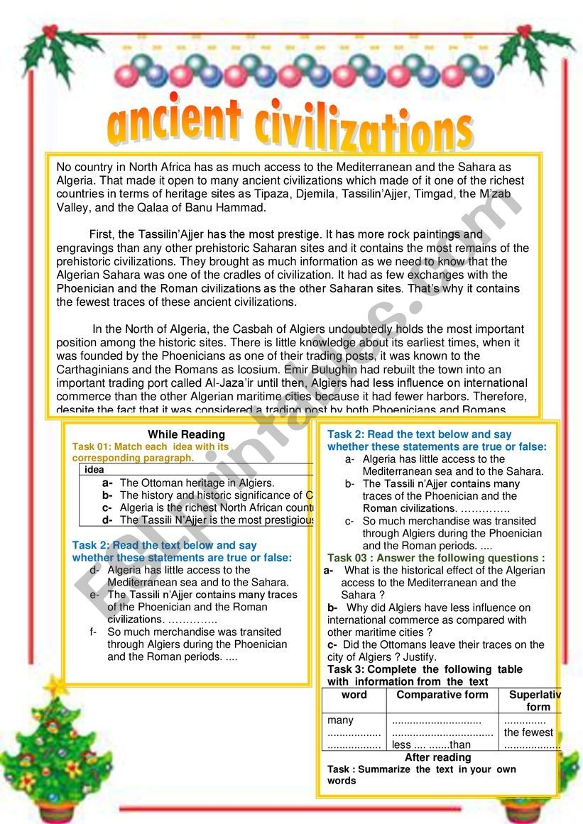 Ancient Civilizations ESL Worksheet By Preciousme
