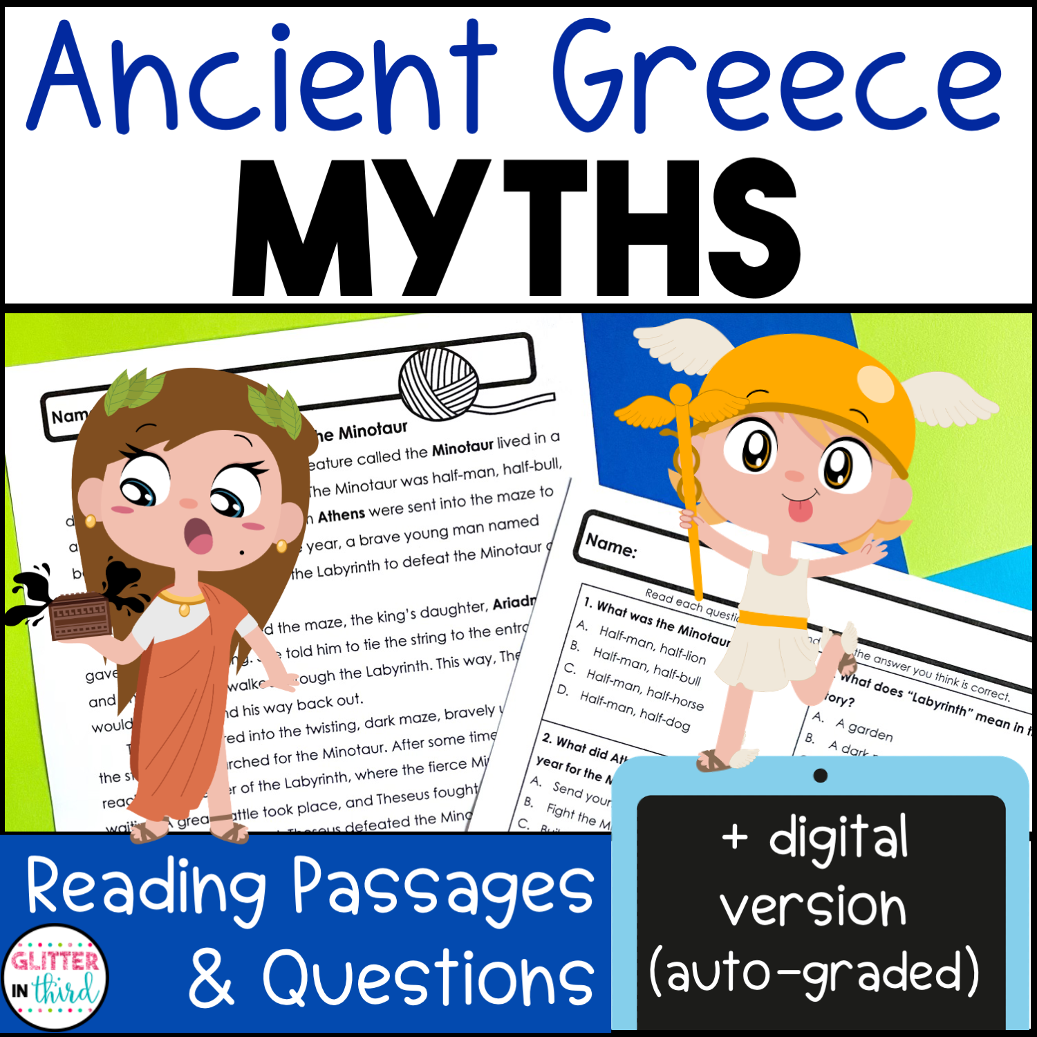 Ancient Greek Mythology Reading Comprehension Passages Glitter 