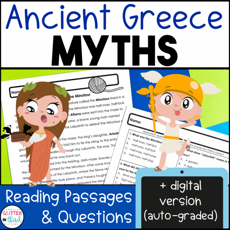 Ancient Greek Mythology Reading Comprehension Passages Glitter 