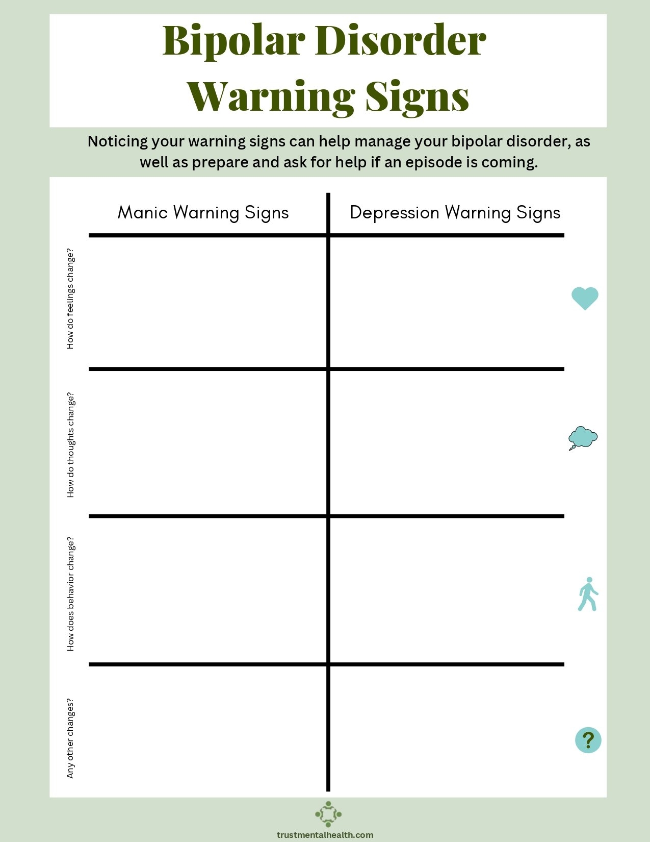 Anxiety And Depression Worksheets Trust Mental Health