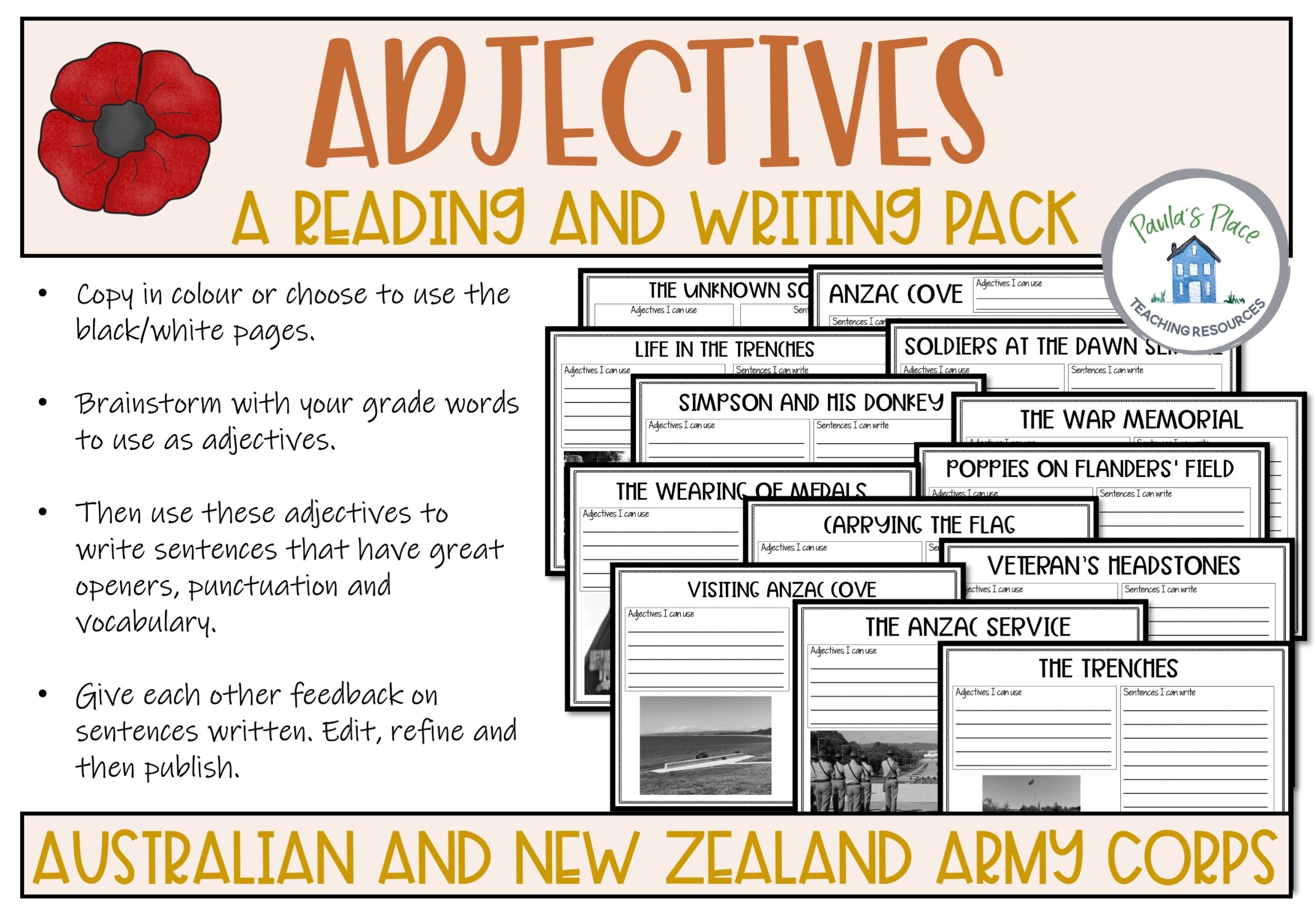 ANZAC Day Comprehension Tasks Paula s Place