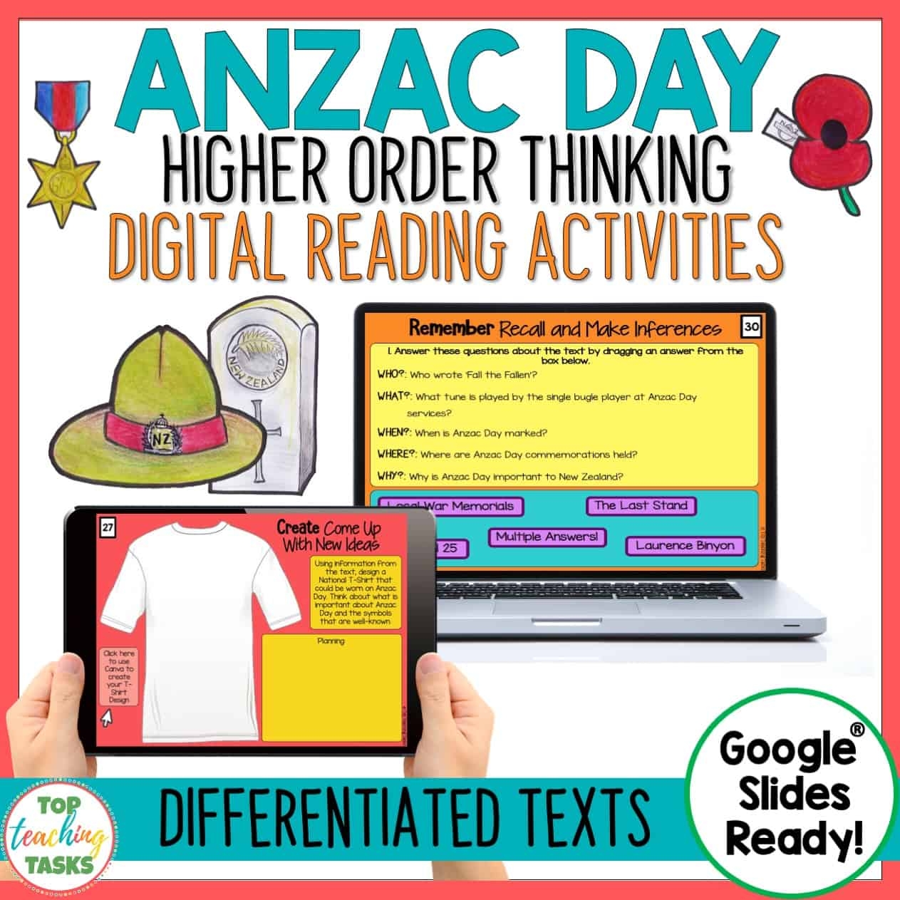 Anzac Day Digital Reading Comprehension Activities Top Teaching Tasks