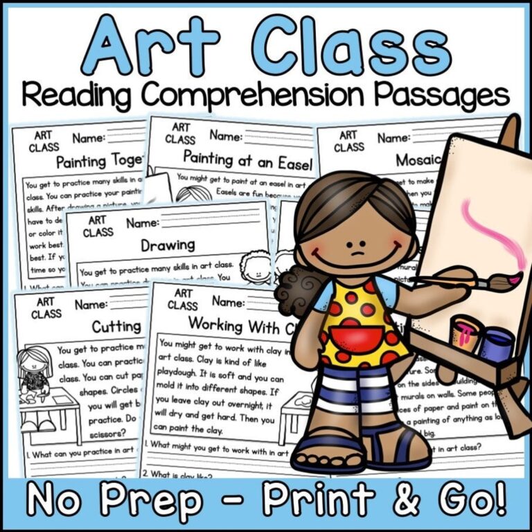Art Class Reading Comprehension Passages And Questions Back To School Science Printable Worksheets Etsy
