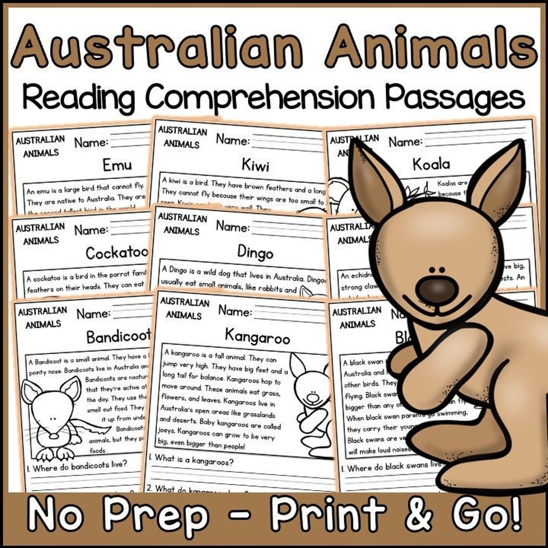 Australian Animals Reading Comprehension Passages And Questions Science Printable Worksheets Etsy Australia
