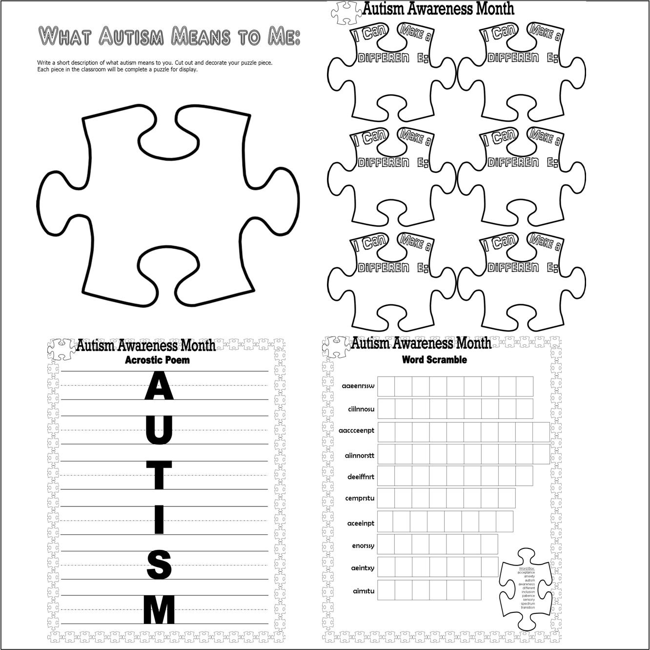 Autism Awareness In The Classroom Worksheets U0026 Decor