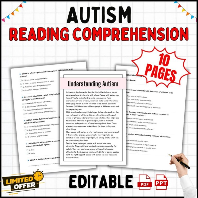 Autism Reading Comprehension Passages And Questions Worksheets 