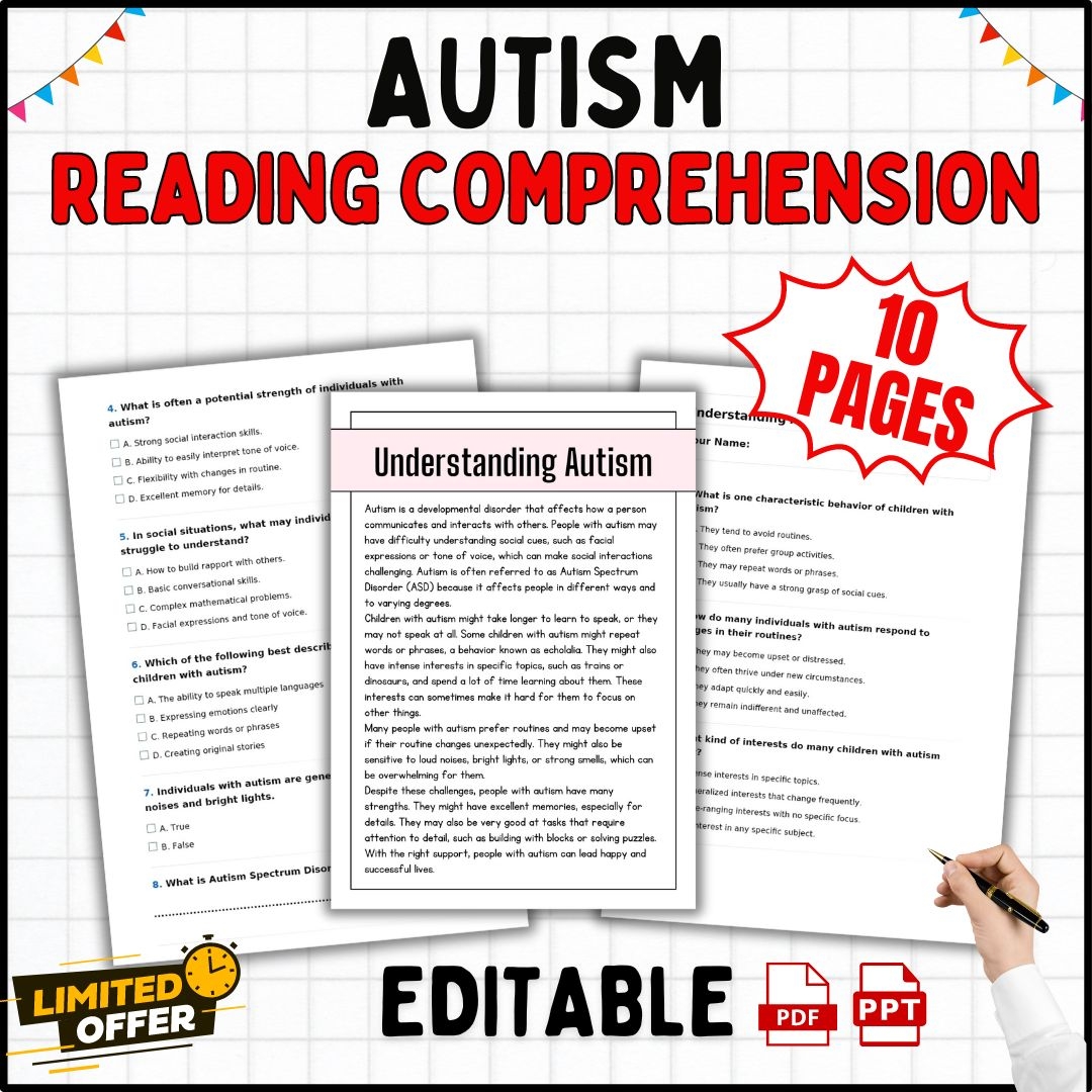 Autism Reading Comprehension Passages And Questions Worksheets 