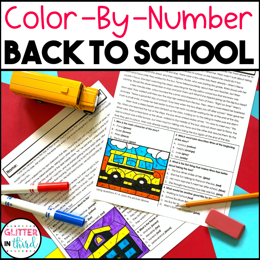 Back To School Reading Comprehension Worksheet Color By Number 