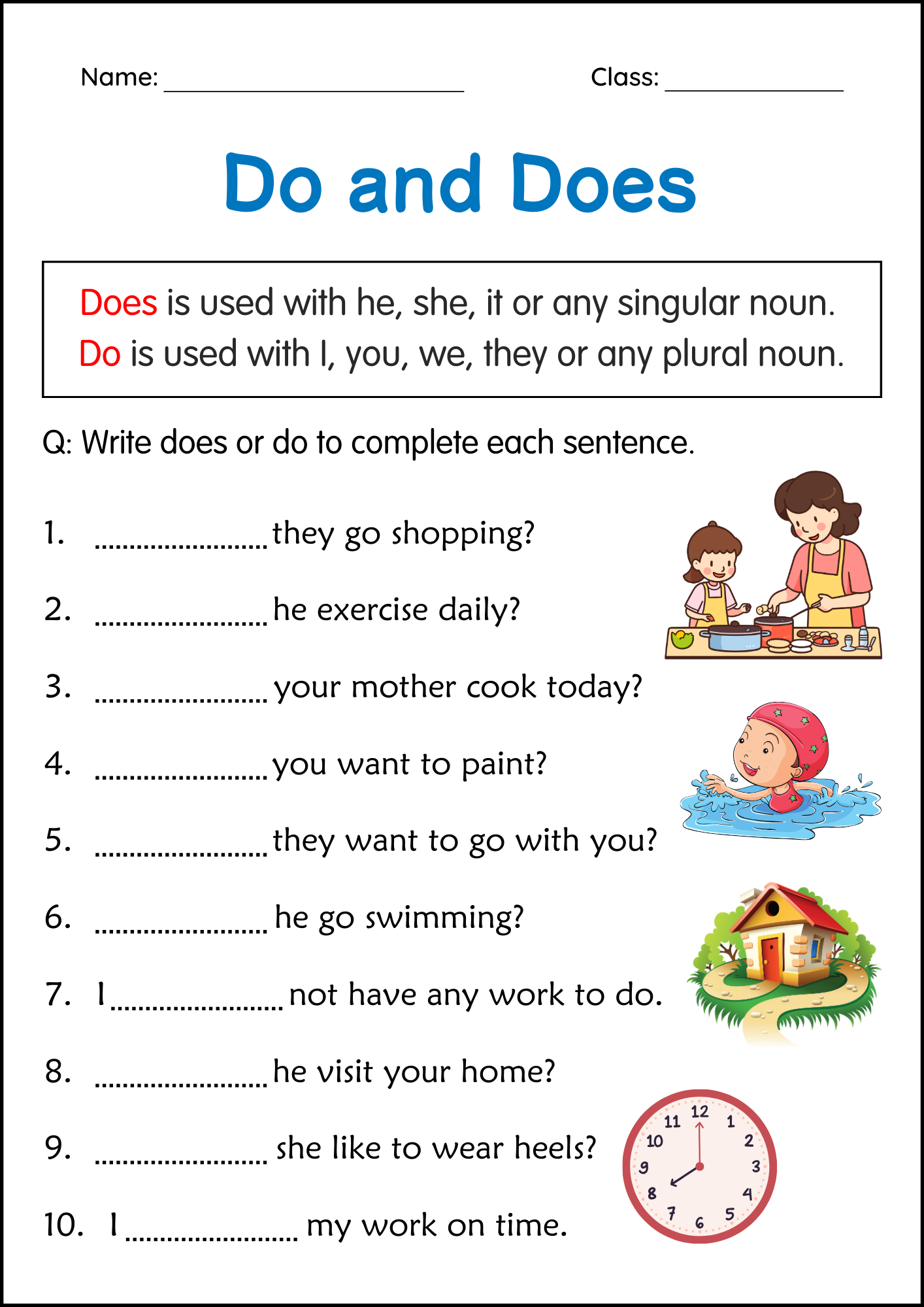 Beginner Do And Does Grammar Activity Worksheets For Grade 2 Made By Teachers