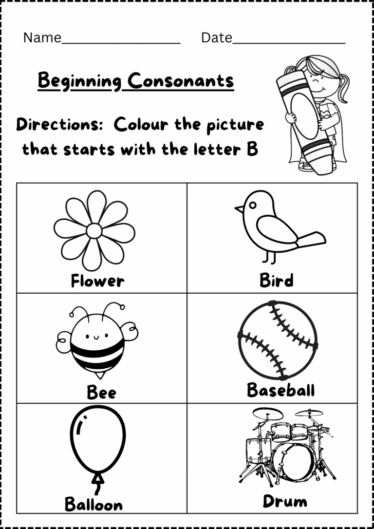 Beginning Consonants Worksheets Kindergarten 21 Pages 