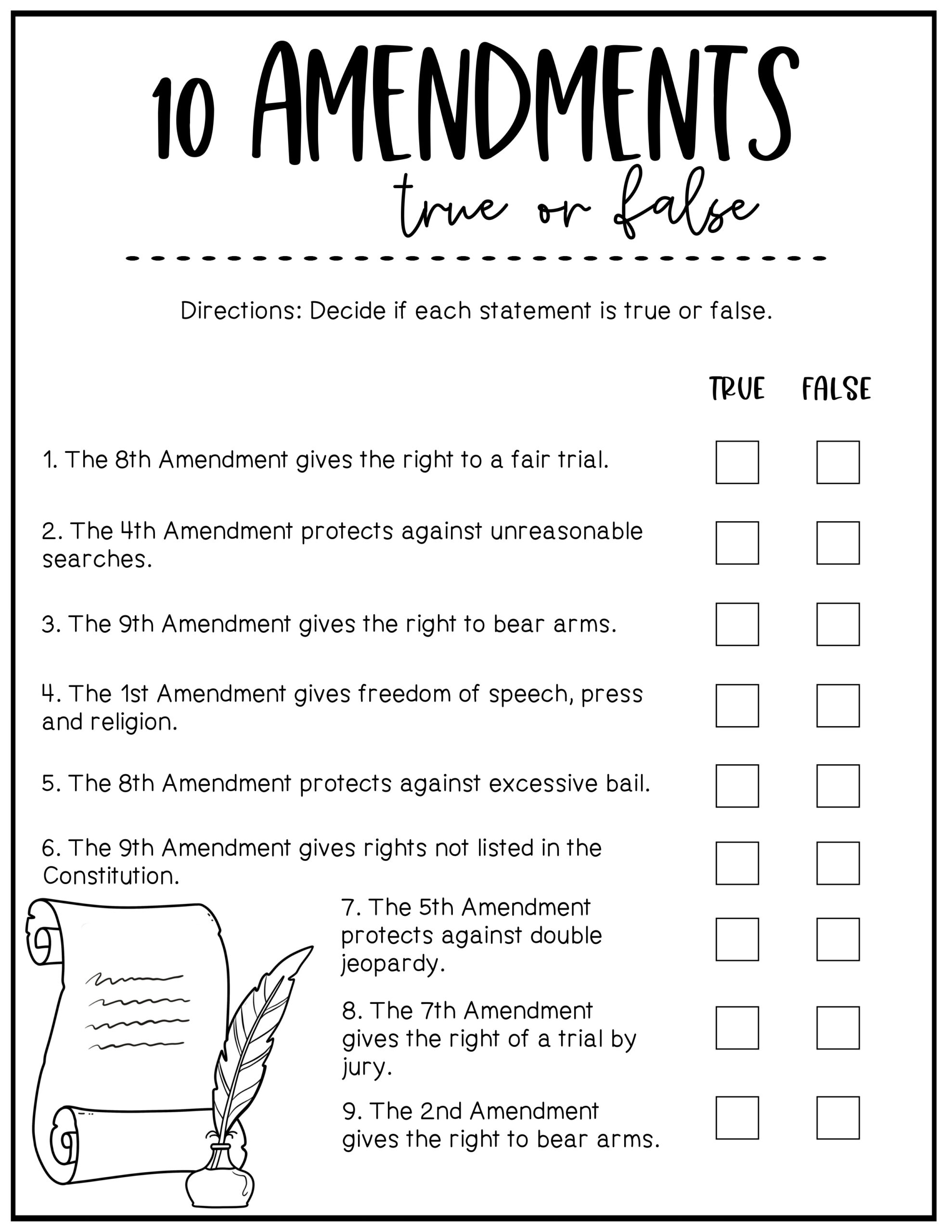 Free Printable Constitution Worksheets