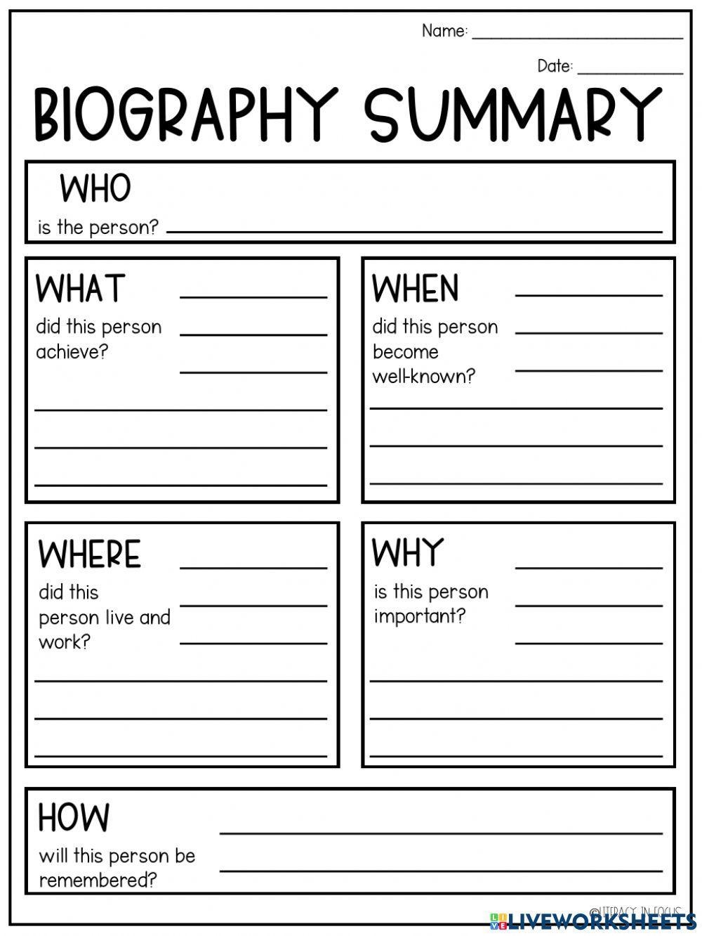 Biography Graphic Organizer Exercise Live Worksheets Worksheets Library