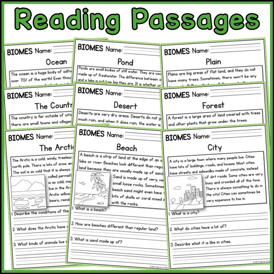Biomes Social Studies Science Reading Comprehension Passages K 2 Made By Teachers