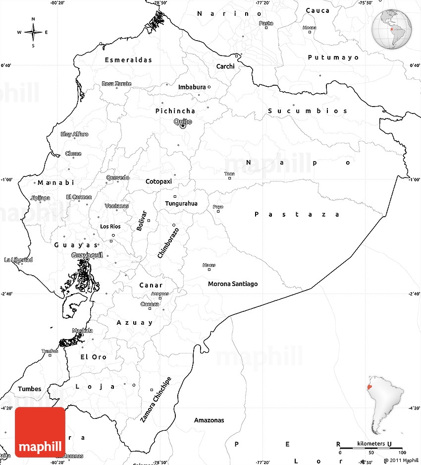 Blank Simple Map Of Ecuador Worksheets Library