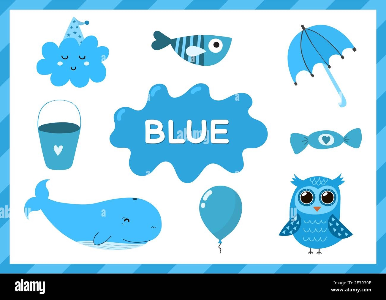 Blue Educational Worksheet For Kids Learning The Color Blue Set 