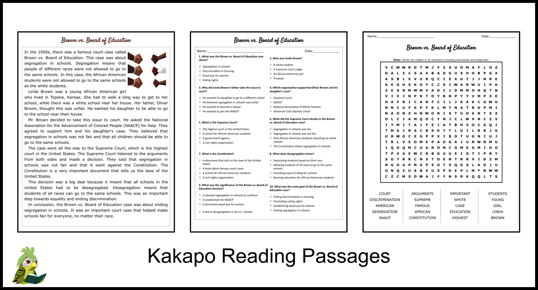Brown Board Of Education Reading Comprehension And