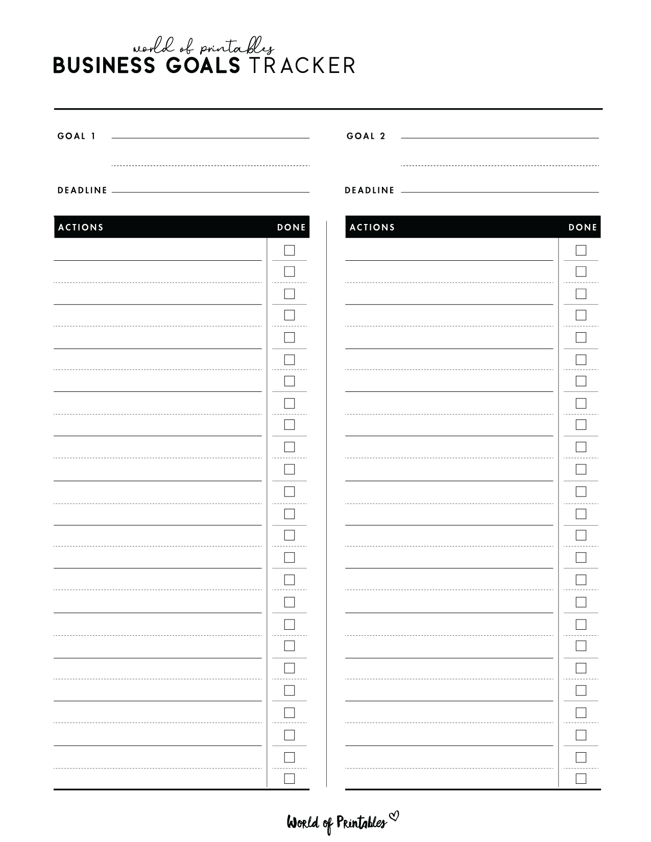 Business Goal Setting Worksheet PDF World Of Printables