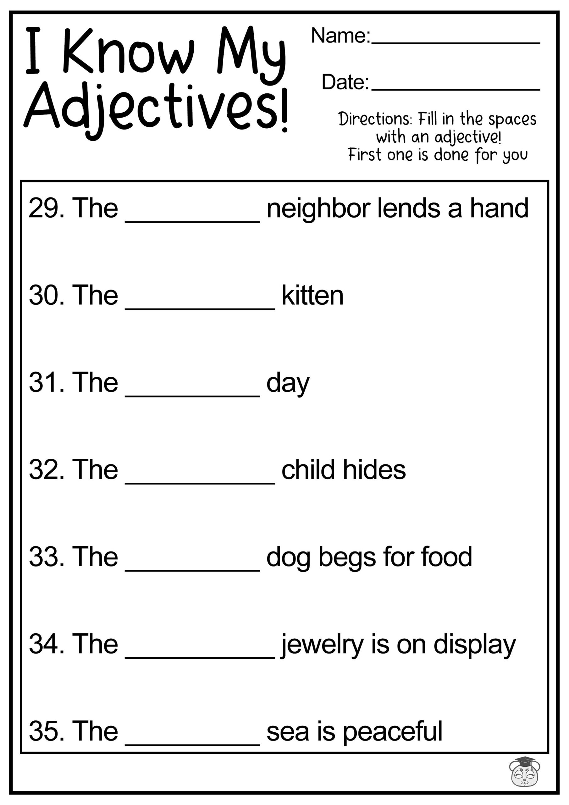 Adjective Reading Comprehension Worksheet Pdf