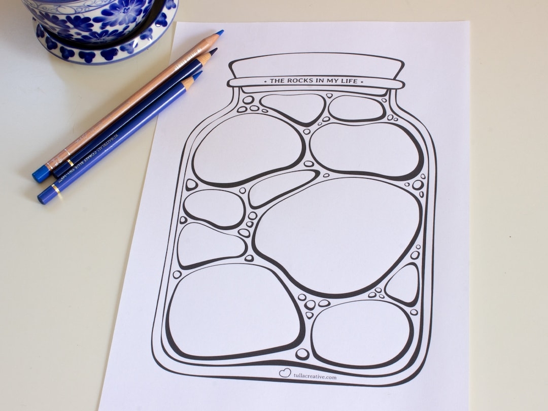 Buy Printable Jar Of Life What Are The Rocks In Your Life Bu0026W Design Personal Growth And Empowerment Fill And Decorate To Inspire Yourself 