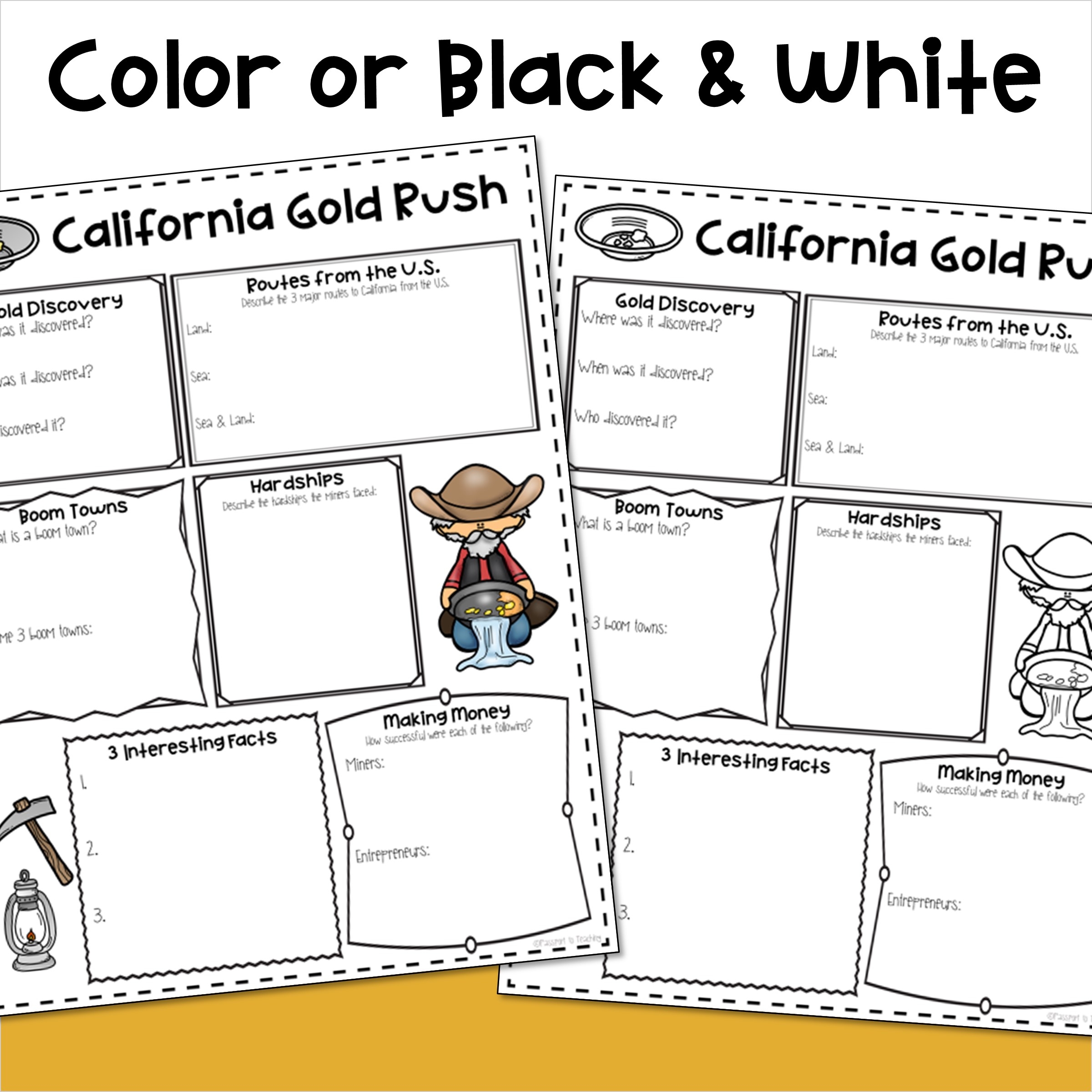 California Gold Rush One Page Report Poster Made By Teachers