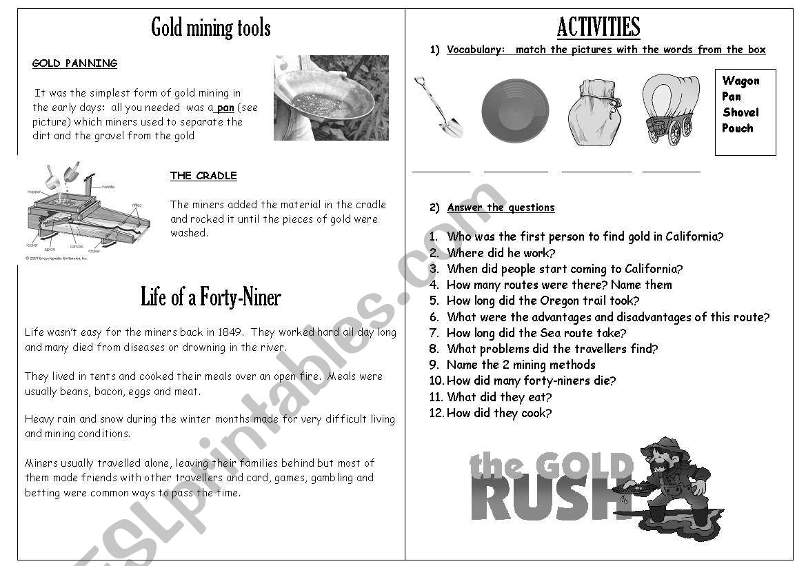 California Gold Rush Part 3 ESL Worksheet By Luz3180