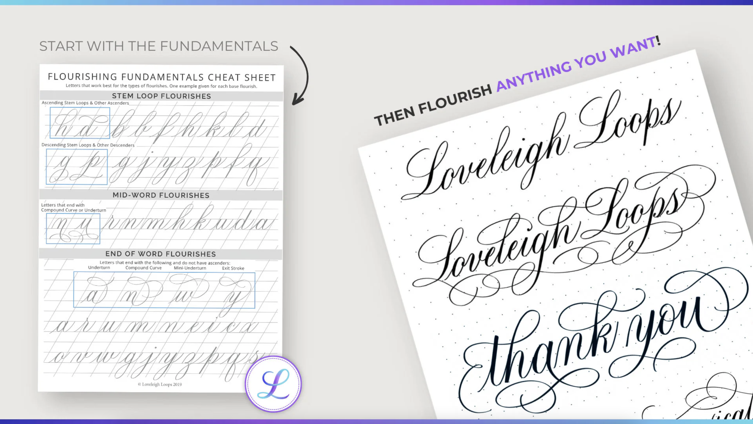 Calligraphy Flourishing Workbook Loveleigh Loops
