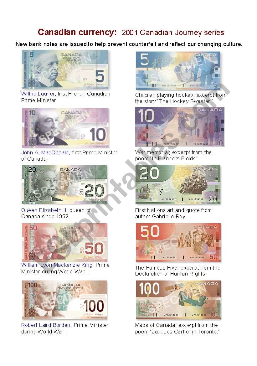 Free Printable Canadian Money Worksheets