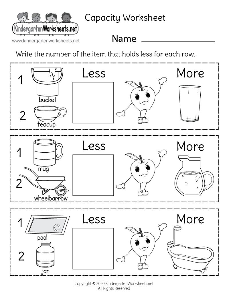 Capacity Worksheet Free Printable Digital U0026 PDF