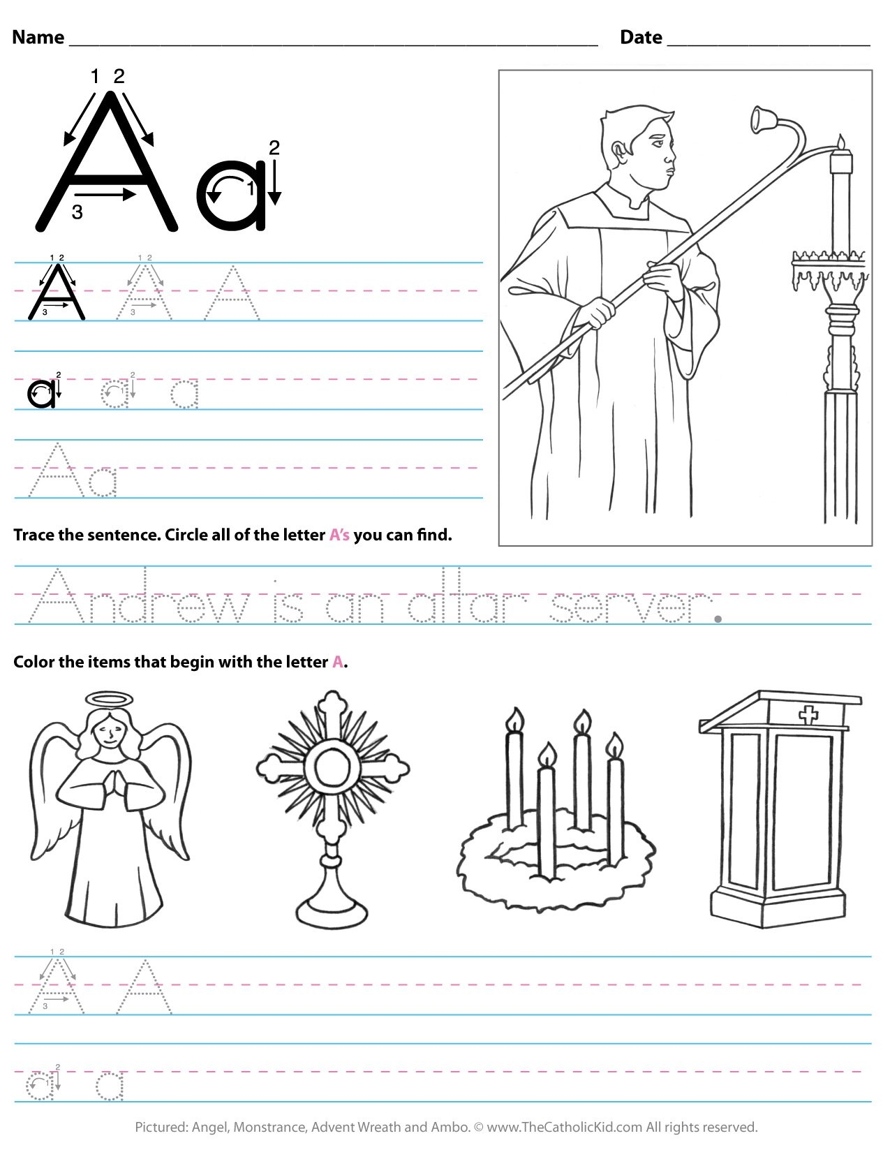 Catholic Alphabet Letter Worksheets U0026 Coloring Pages TheCatholicKid