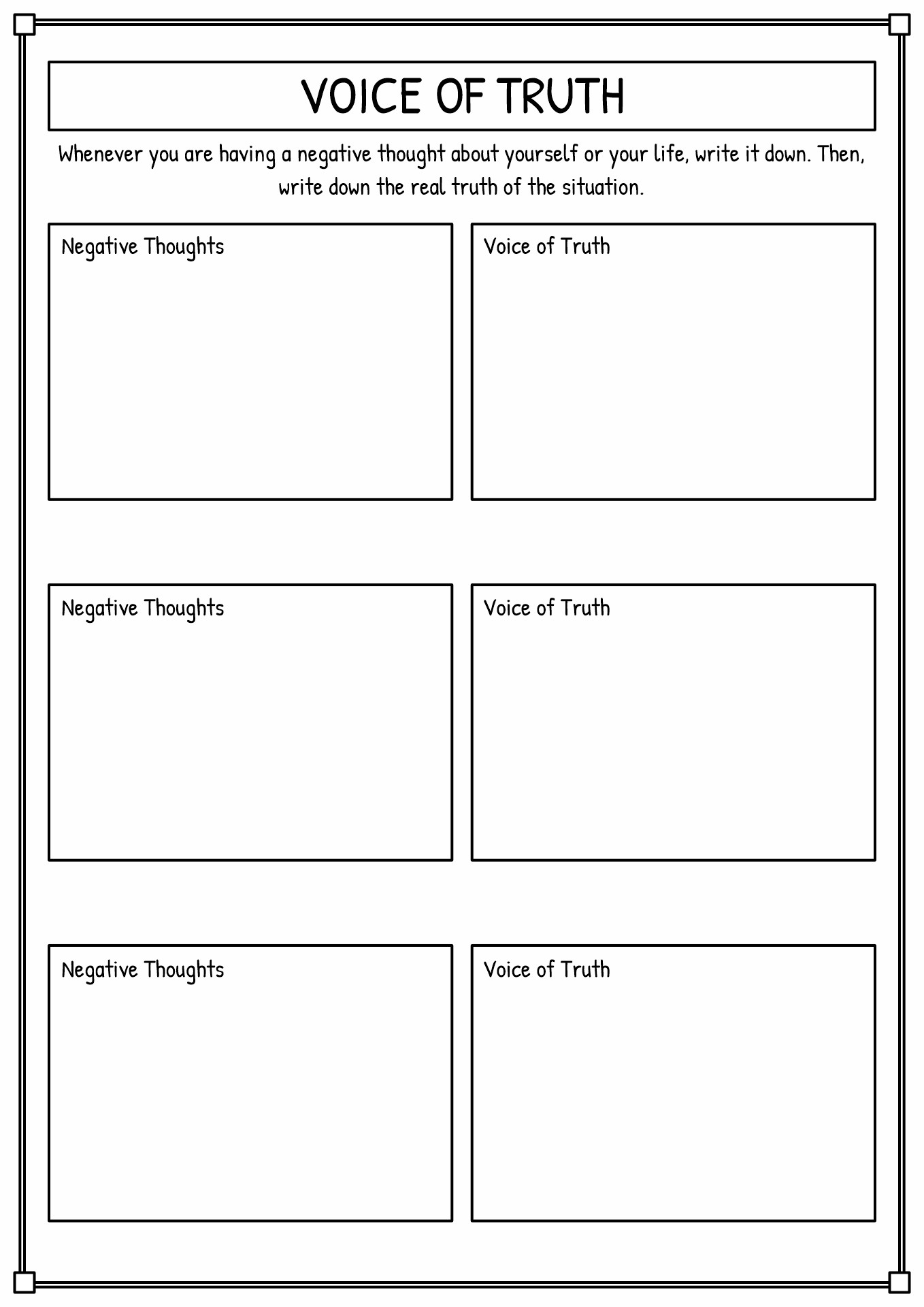 Free Printable Cbt Worksheets For Kids