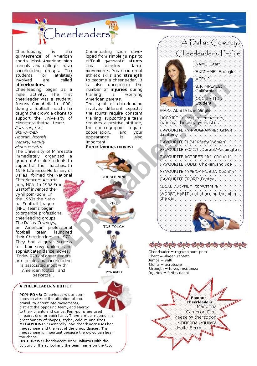 Cheerleaders Part 1 ESL Worksheet By Hknong