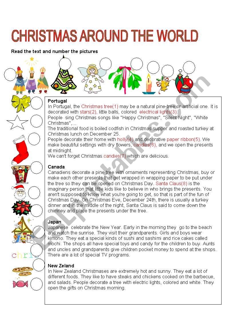 Christmas Reading Comprehension Worksheets Esl