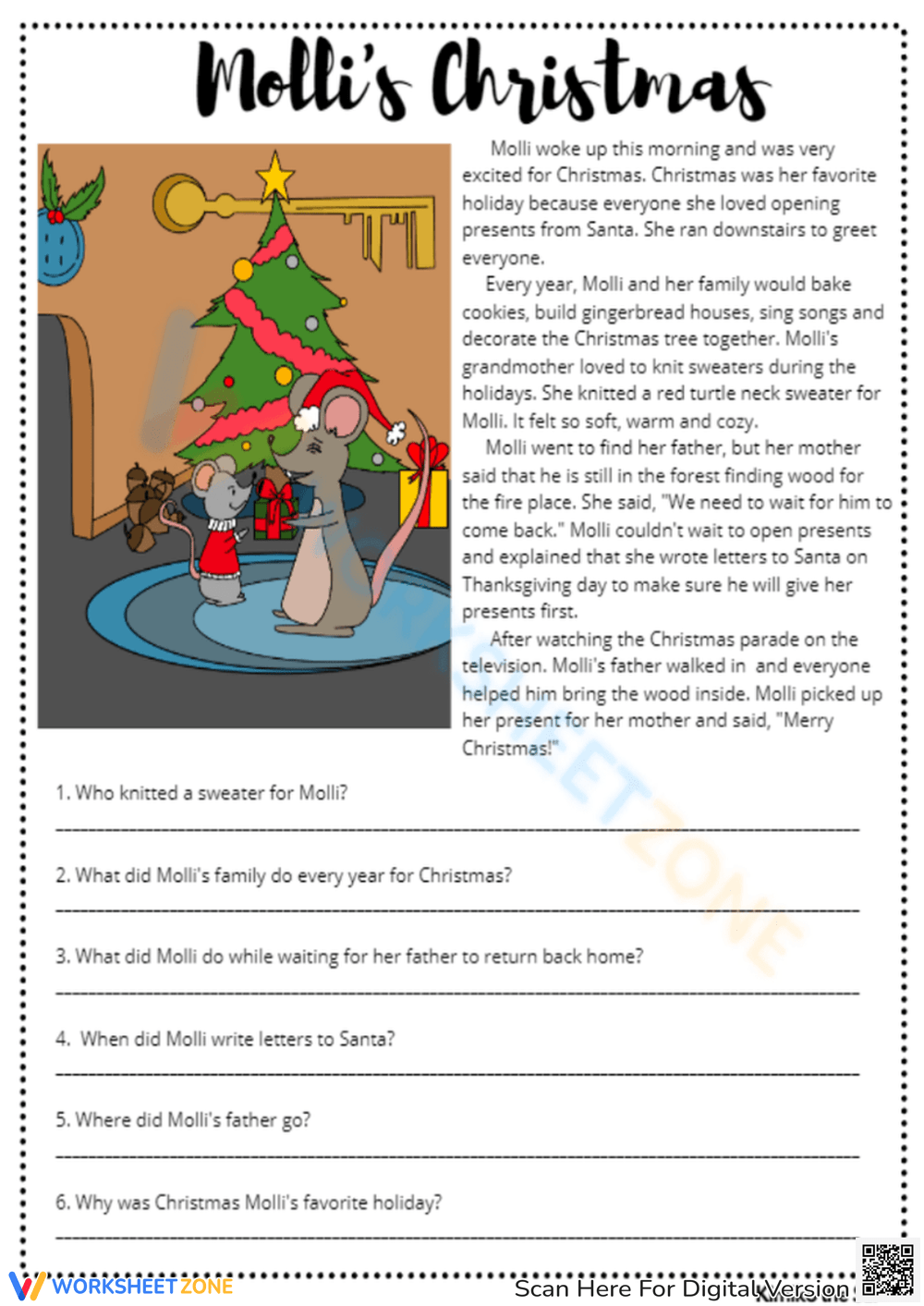 Christmas Comprehension Worksheets