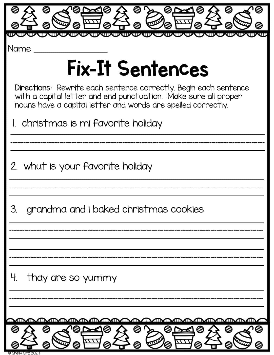 Christmas Fix It Sentences Second Grade Teaching Blog