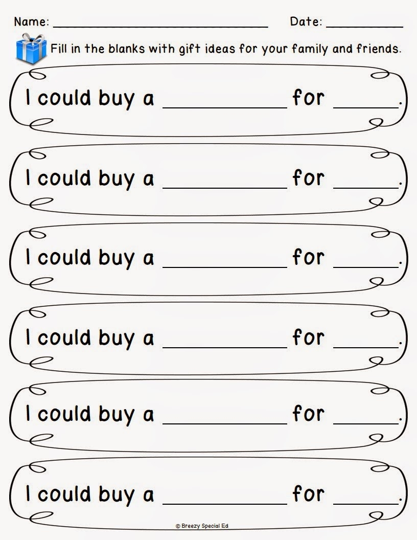 Christmas Holiday Shopping Worksheets For FREE Breezy Special Ed