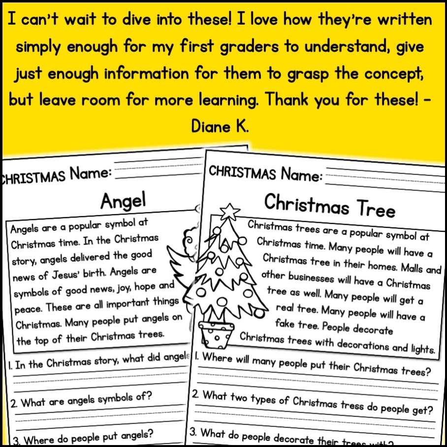 Christmas Holidays Reading Comprehension Passages K 2