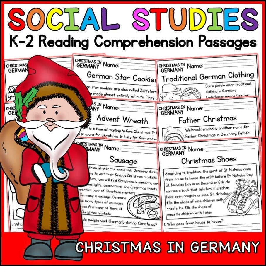 Christmas In Germany Reading Comprehension Passages K 2 Homeschool Social Studies Printable Worksheets World History Christmas Etsy New Zealand