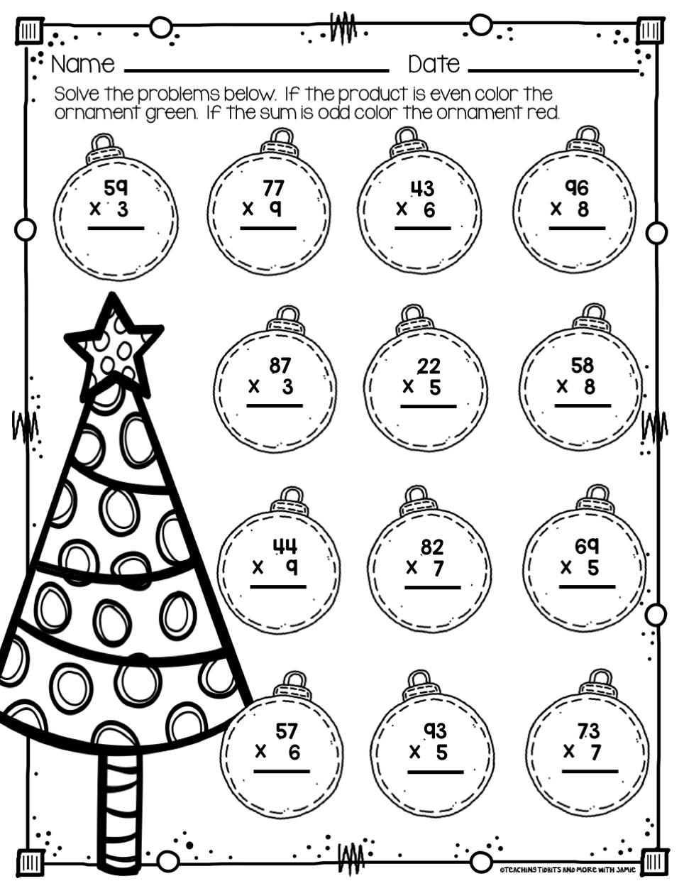 Free Printable Math Holiday Worksheets