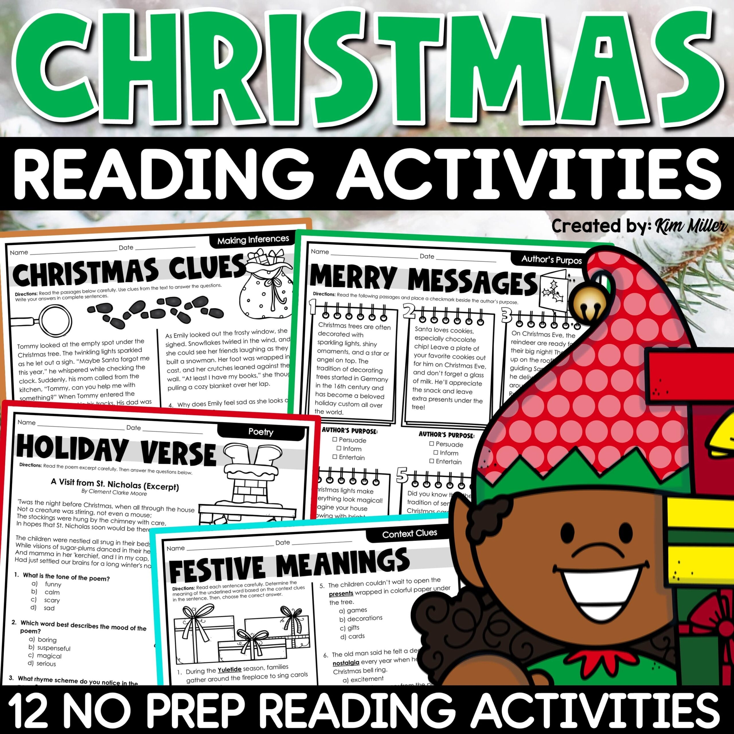 Christmas Reading Activities Passages Christmas Fun Packet 4th 5th 