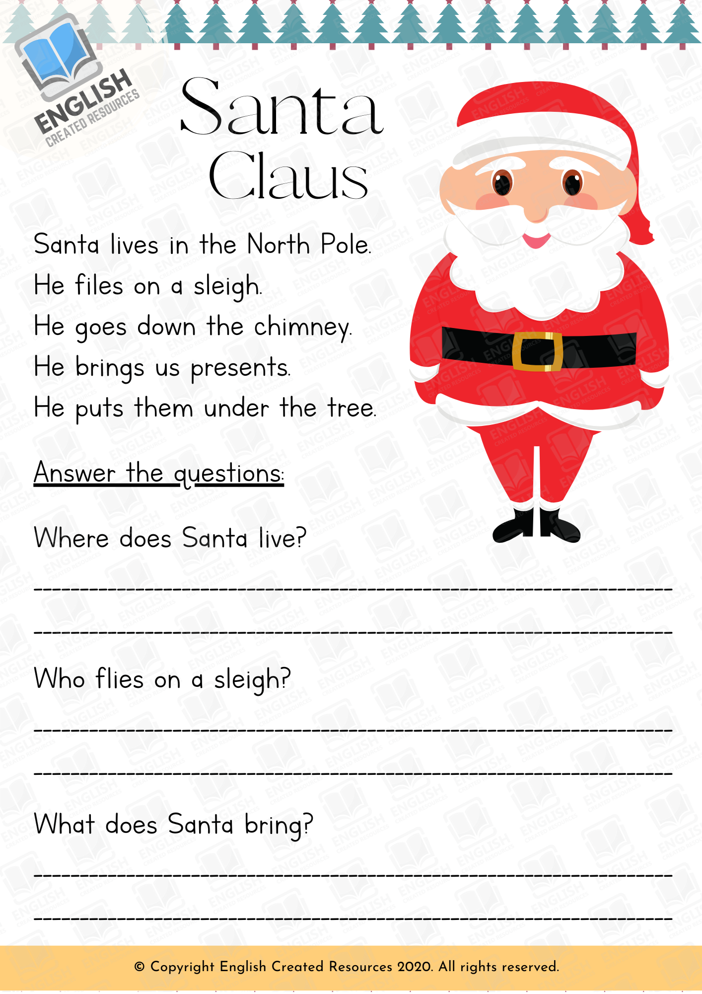 Christmas Reading Comprehension Worksheets First Grade