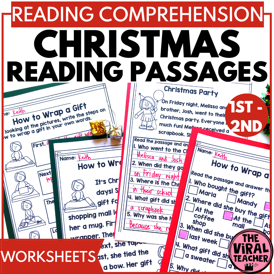 First Grade Christmas Reading Comprehension Worksheets