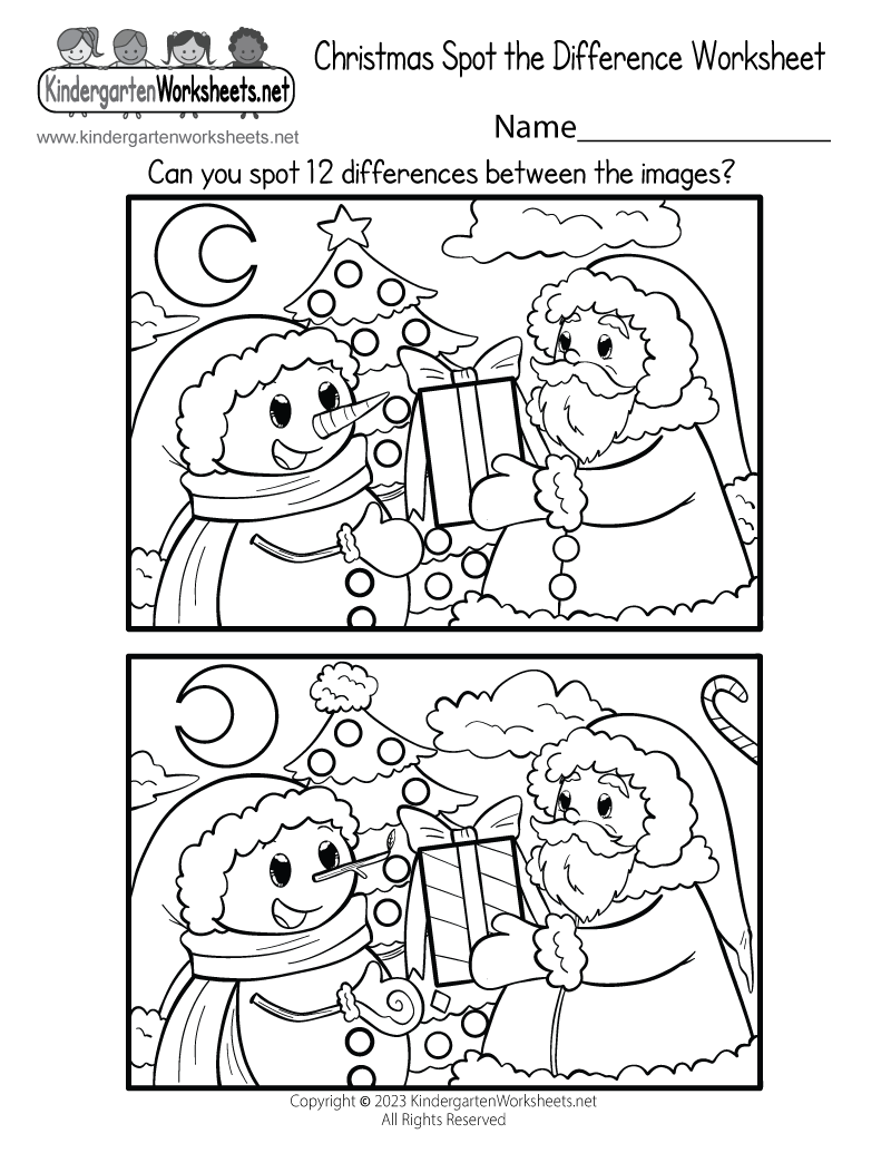 Christmas Spot The Difference Worksheet Free Printable Digital 